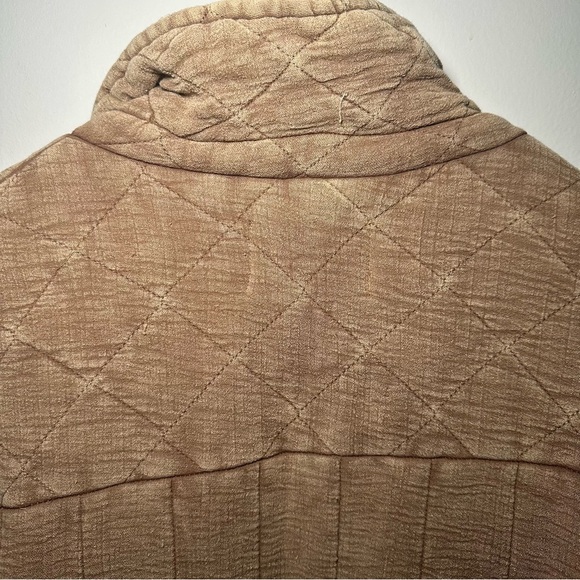 We The Free People Luna Cozy Lagenlook Quilted Puffer Neutral Bomber Jacket S - Picture 15 of 15